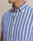 The Southern Tide Men's Seamark Stripe Linen Rayon Sport Shirt in Nautical Navy
