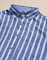 The Southern Tide Men's Seamark Stripe Linen Rayon Sport Shirt in Nautical Navy