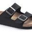 The Birkenstock Women's Arizona Vegan Sandals in Black Biribuck
