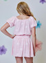 Design History Girls' Embroidered Bows Short Sleeve Top Pink Posies Combo front view