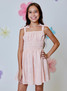 Design History Girls' Embroidered Tank Top Dress Peach detail view