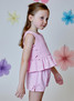 Design History Girls' Seersucker Peplum Tank Top pink combo front view