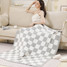 Checkered Reversible Throw Blanket in Grey and White full view