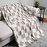 Checkered Reversible Throw Blanket in Grey and White close-up