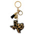 Bling Leopard Texas Map Bag Charm Keychain
