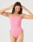 The Roxy Women's Good Vibes Moderate One Piece Swimsuit in Pink and White