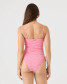 The Roxy Women's Good Vibes Moderate One Piece Swimsuit in Pink and White