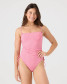 The Roxy Women's Good Vibes Moderate One Piece Swimsuit in Pink and White