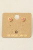 Gold Dipped Mini Enamel Heart Stud Earrings in Pink