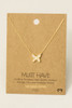 Fame Mini Butterfly Pendant Necklace Gold/White Stone