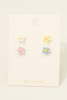 Fame Multi Colored Acrylic Flower Stud Earrings Set full set view
