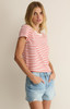 Z Supply Women's Junie Striped Tee in Lychee front view