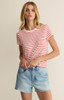 Z Supply Women's Junie Striped Tee in Lychee detail