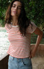 Z Supply Women's Junie Striped Tee in Lychee full length
