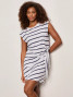 Sanctuary Women's Side Tie T-Shirt Dress in White/Navy Stripe