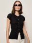 Sanctuary Women's Soft Focus Ribbed Top in Black full length