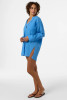 O'Neill Women's Belizin Long Sleeve Cover-Up Dress in Blue front view
