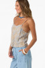 O'Neill Women's Matilda Stripe Top in Dark Khaki front view