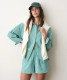 Marine Layer Gracey Oversized Seersucker Shirt in Slushie Stripe