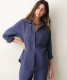 Marine Layer Jane Relaxed Double Cloth Shirt Bay Blue detail