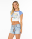 Roxy Women's Around The Beach Crop Baseball Tee BCF colorway back view