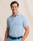 The Southern Tide Men's Coastal Breeze Pelican Landing Stripe Polo in Ocean Channel