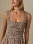Faherty Sophia Smocked Dress Chocolate Petal zoom detail