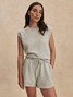 Varley Women's Salome Raglan Tee light grey marl bottom front