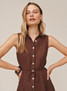 Bella Dahl Women's Sleeveless Seamed Shirt Dress sea glass brown front zoom