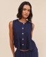Bella Dahl Women's Sleeveless Pintuck Top in Nautical Night