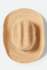 Brixton Odessa Straw Packable Cowboy Hat Tan Sunrise Blue Detail top
