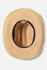 Brixton Odessa Straw Packable Cowboy Hat Tan Sunrise Blue Detail bottom
