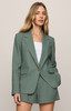 Z Supply Women's Evan Linen Blazer Everglade Full front close-up