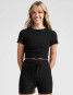 Beyond Yoga Women's Featherweight Cropped Tee in darkest night front view