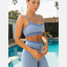Thrive Societe Women's Color Blocked Keyhole Bra in Mountain Bluebird