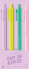 Talking Out Of Turn Out Of Office pen set displayed from the front view