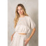 La Biz Women's Neoprene Cropped Raglan Short Sleeve Sweatshirt in Dove