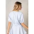 La Biz Women's Neoprene Cropped Raglan Short Sleeve Sweatshirt in Pastel Blue