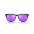 Oakley Men's Frogskins sunglasses in matte black with Prizm violet lenses, front view.