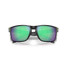 Oakley Men's Holbrook Court Collection sunglasses in matte black with Prizm Road Jade lenses, folded view.