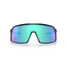 Oakley Men's Sutro sunglasses in polished black with Prizm Sapphire lenses, front view.