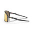Oakley Men's Sutro sunglasses in matte carbon with Prizm 24K lenses, side view.