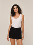Bella Dahl Women's Side Slit Tennis Short in black, front view
