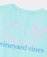 Vineyard Vines Women's Two-Tone Vintage Whale Tee in shallow sea detail