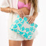 Aloha Collection Medium Pouch - Puakenikeni Buds - Blue Lagoon on Sandstone