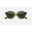 Ray-Ban Club Round Classic sunglasses in black with green lenses, folded view