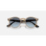 Ray-Ban Highstreet sunglasses in turtledove with blue gradient grey lenses, folded view.