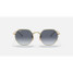 Ray-Ban Jack sunglasses in gold frame with blue gradient lenses, front view