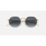 Ray-Ban Jack sunglasses in gold with blue gradient lenses, folded view
