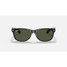 Ray-Ban New Wayfarer sunglasses in gloss black with green lenses, front view.